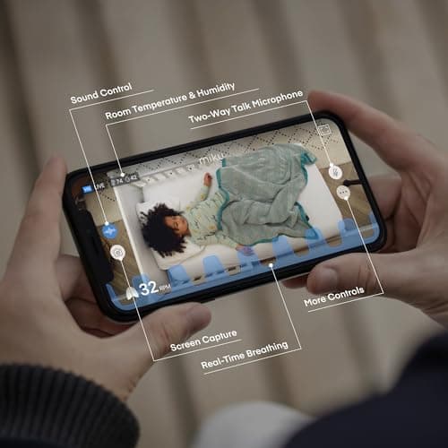 Miku Pro Smart Baby Monitor with Camera, Track Live Breathing with No Wearable, Real-Time Alerts, Sleep Analytics, 1080p Wi-Fi Video, Night Vision, and 2-Way Audio, Wall Mount & Floor Stand Included - Thumbnail 6