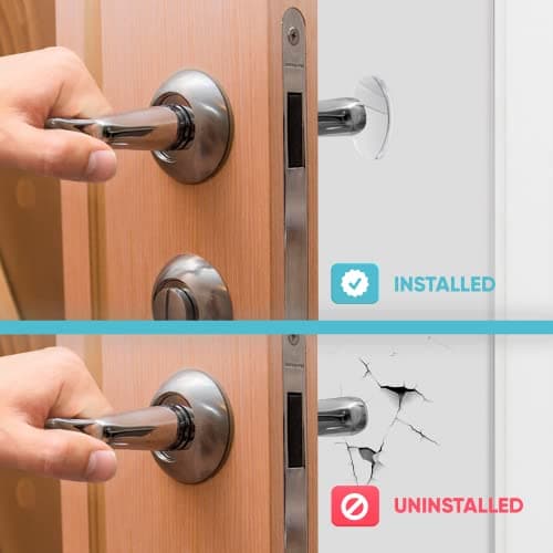 Strongest Home Wall & Door Handle Stopper 3.15" Set of 4 Pieces Clear Rubber Door Knob, Round Wall Shield Cushion, Quiet Wall Protector for Door Handle Guard Door Bumper - Self Adhesive - Thumbnail 5