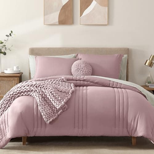 Monbix King Size Comforter Set - 7 Pieces Bed in a Bag King, Zephyr Bedding Sets with Comforter, All Seasons Comforter Bed Set with Sheets, Pillowcases & Shams - Image 1