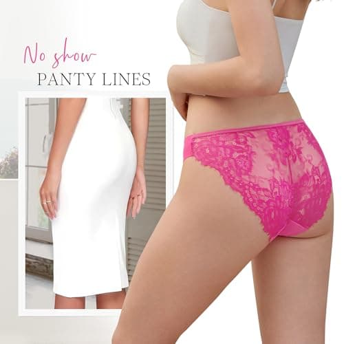 DEANGELMON Sexy Lace Underwear For Women Seamless No Show Hipster Panties Cheeky Bikini Panty Pack(5P1,S) - Thumbnail 3
