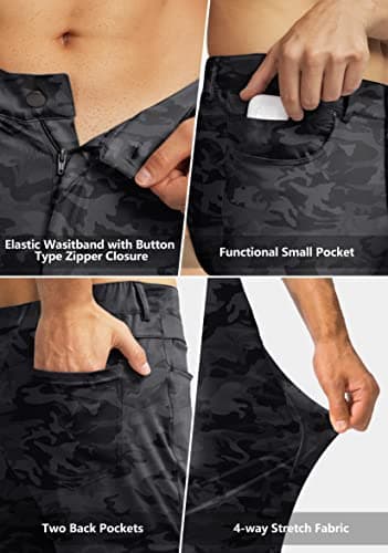 G Gradual Men's Stretch Golf Pants with 6 Pockets Slim Fit Dress Pants for Men Travel Casual Work (Grey camo, M) - Thumbnail 3