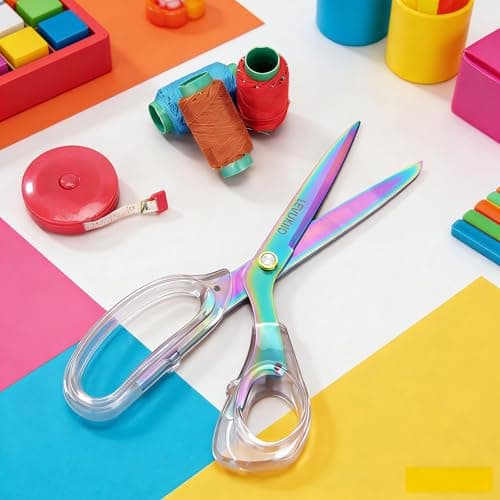 scissors all purpose, Titanium Coated Blades and Ergonomic Clear Handle, Clear Scissors For Office Desk, Modern Design for Craft, Sewing, fabric,Office/Color - Thumbnail 3