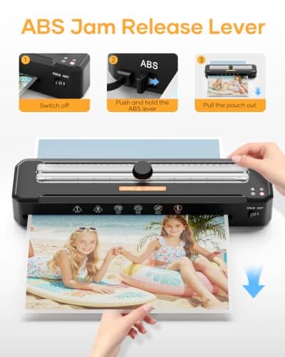 Laminator Machine 13-Inch,A3 Laminator Thermal with10 Laminating Sheets,Cold with Paper Trimmer, Home laminator High-Speed Jam-Free, Low-Noise Laminating Machine(Black) - Thumbnail 6