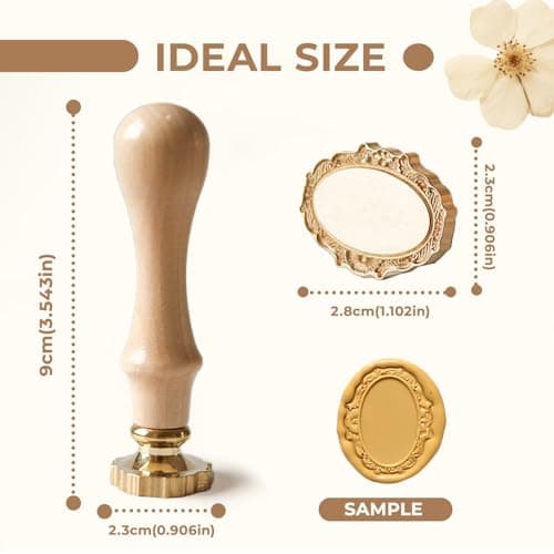 Pilloze Frame Wax Seal Stamp, 3D Embossed Relief Carving Head and Wood Handle for Wax Seal Stamp Kit, Decor ffor Thanksgiving Card/Envelope/Gift Wrap/Wedding Engagement Party Invitation (F3) - Thumbnail 2