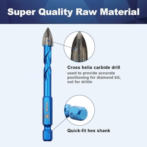 Masonry Drill Bit BRSCHNITT 10pcs Carbide Tips Concrete Drill Bit Set for Pots Bottles Ceramic Tile Glass Brick Ceramic Hex Shank - Thumbnail 5