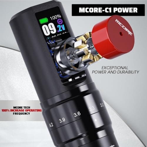Mast Tattoo Fold2 Pro Cordless Tattoo Gun Kit 2000mAh Battery for Long Runtime & 1500mAh Lightweight Batteries 7 Adjustable Stroke 2.4-4.2mm Mcore-C1 Motor Cartridges Machine - Thumbnail 4