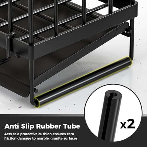 Sponge Holder for Kitchen Sink – Rustproof Stainless Steel with Detachable Drainboard, Brush Rack & Towel Bar | Compact, Non-Slip Design for Countertop Bathroom - Thumbnail 5