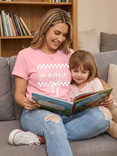 Mama Shirts for Women Mom Shirt Mom Life Crewneck T-Shirts Funny Mama Skeleton Rocker Graphic Tee Summer Pullove Tops - Thumbnail 2
