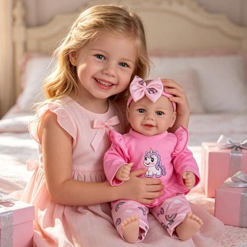 Milidool Reborn Baby Doll Girl, 17 inch Realistic Soft Body Baby Doll Real Life Cute Baby with Accessories for 3+ Year Old Christmas Birthday Gifts - Thumbnail 4