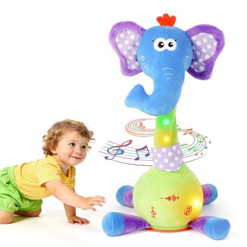 Dancing Talking Elephant Baby Toy, Elephant Stuffed Animal Interactive Toy, Repeating What You Say, Singing 10 Children's Song, Glow & Melody Elephant Plush Toy for Toddlers 1-3 Years Old (Elephant)