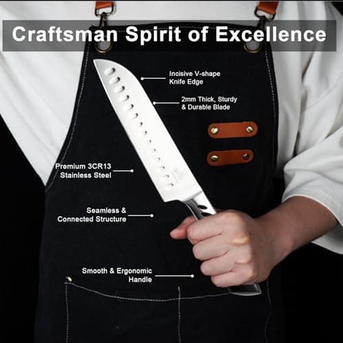 CHUSHIJI Kitchen Knife Set 3 Piece | Professional Chef Knife Set with 8" Chef Knife, 7" Santoku Knife, 5" Utility Knife | High Carbon Stainless Steel Sharp Kitchen Knives for Home Cooking & Gifting - Thumbnail 2