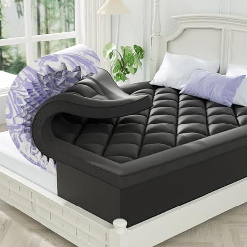 ChiXpace Dual Layer 4 Inch Memory Foam Mattress Topper Twin - 2 Inch Gel Memory Foam and 2 Inch Pillow Top Mattress Pad, 7-Zone Egg Crate Twin Size Mattress Topper (Black-White) - Image 1