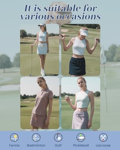 Leapstride Women's Athletic High Waisted Golf Skort with Multiple Functional Pockets (Capable of Holding a Phone and a Tennis Ball) for Active Women Bright White - Thumbnail 4