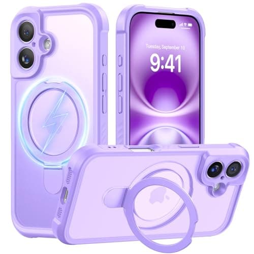 MOCCA Design for iPhone 16 Case with Magnetic Invisible Stand [Full Camera Protection] [Compatible with Magsafe] Military Drop Shockproof Translucent Matte Phone Case Cover 6.1",Light Purple