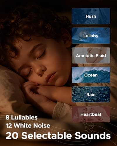 TeckyGem Baby Sound Machine & Night Light for Nursery | 3-In-1 White Noise Sound Machine, Dimmable Nursery Lamp & Projector | 20 Soothing Sounds, Baby Sleep Aid, Gift for Kids, Bedtime & Breastfeeding - Thumbnail 3