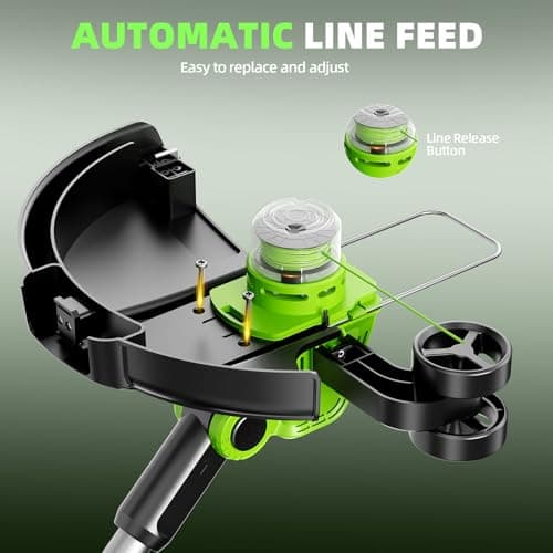 21V Weed Wacker Cordless & Lawn Edger, 9000RPM Electric Weed Eater with 2x2.0Ah Battery, 12" Auto Line Feed String Trimmer with 8 Pcs Spools, Lightweight Edger Lawn Tool for Yard, Green - Thumbnail 4