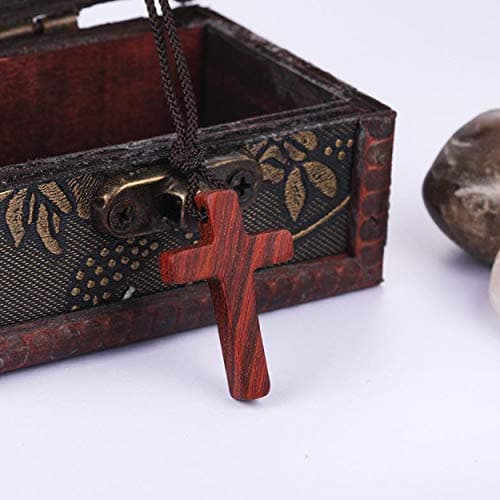 Rehoboth Sandalwood Wooden Cross Pendant Necklaces for Women Men Handcrafted Gift Wood Hang from Rearview Mirror Pendant Decoration - Thumbnail 2
