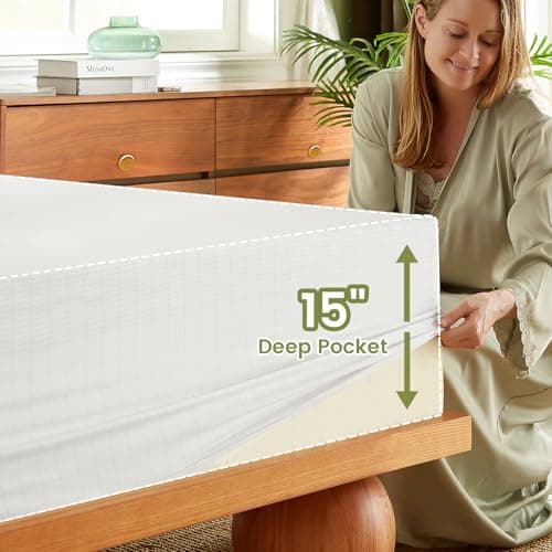 Bamboo Viscose Grounding Sheets, 10% Silver Infused Grounding Cooling Bed Sheets, Silky Breathable Than Cotton for Hot Sleeper, 15 Deep Pocket Grounded Fitted Sheets Only, Full XL - Thumbnail 5