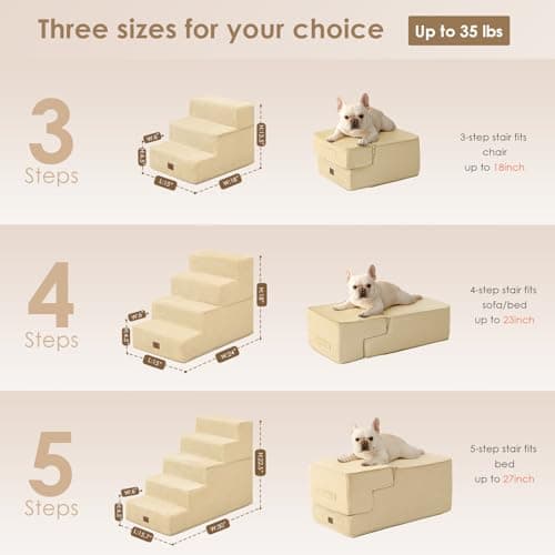 EHEYCIGA Dog Stairs for Bed 18" H, 4-Step Dog Steps for High Bed, Pet Steps for Small Dogs and Cats, Non-Slip Balanced Pet Ramp Indoor, Graige - Thumbnail 2