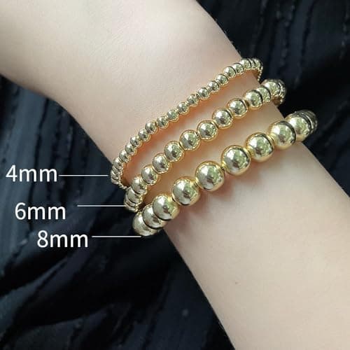 Alegend Handmade 18K Gold Plated 6MM Bead Bracelet - Durable Everyday Accessory - Thumbnail 6