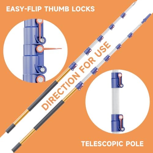 Telescopic Pole, 6-21 FT Multi-Purpose Extension Pole, Sturdy Aluminum Extendable Pole for Painting, Dusting and Cleaning - Thumbnail 6