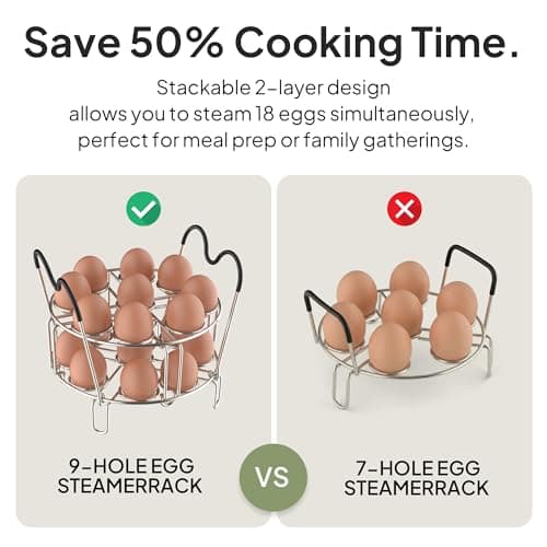 Stackable Egg Steamer Rack Holds 18 Eggs with Handles, Stainless Steel Instant Pot Trivet Fits 6qt/8qt Pressure Cooker, 2-in-1 with Skewers for Grilling - Thumbnail 5