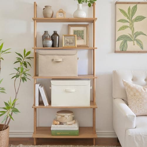 GRANNY SAYS Closet Storage Bins, Decorative Storage Boxes with Lids, Clothes Organizing Bins, Lidded Baskets for Toys, Clothing, Extra Large, Ivory White&Khaki, 2-Pack - Thumbnail 2
