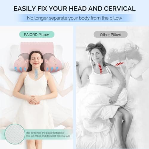 Camping Pillow Memory Foam Pillows,Cooling Ergonomic Dual-Sided Orthopedic Neck Cervical Pillow with Ice Silk Pillowcase, Breathable Contour Pillow for Travel, Side, Back, Stomach Sleepers - Thumbnail 6