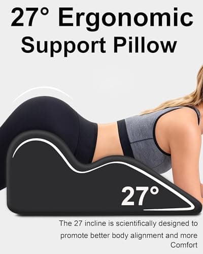 HOMEPAC Ergonomic Memory Foam Wedge Pillow, 27° Angled Support for Neck and Waist, Multi-Position Support Pillow (Black) - Thumbnail 3