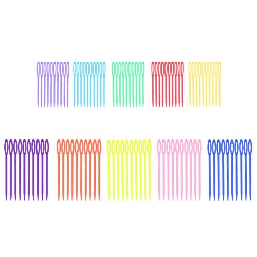 300 Pcs Plastic Sewing Needles, iFergoo 150 Pcs 3.5" Colorful Large Eye Crafts Needles and 150 Pcs 2.75" Kids Safety Learning Needles for DIY Sewing Handmade Crafts, Kid Weave Education (300) - Thumbnail 2