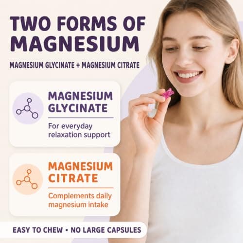 Magnesium glycinate 400mg Gummies ，High Absorption Magnesium Glycinate- Sugar Free Vegan Gummies for Adults with Vitamin D3, Zinc - Sleep, Stress ，Bone & Memory Support - 60 Count Raspberry - Thumbnail 5