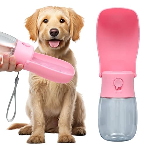 VEPOUYU Portable Dog Water Bottle 10oz Pink - Image 1