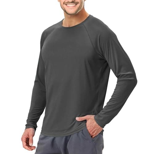 Men's UPF 50+ Swim Shirt Rash Guard Long Sleeve Quick Dry Lightweight SPF Sun Shirts for Hiking Fishing Running Dark Grey S - Image 1