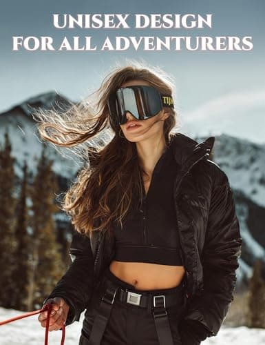 TIJN Ski Snowboard Goggles, Anti-Fog UV400 OTG Snow Goggles for Men Women Youth with 2 Magnetic Interchangeable Lenses, Ouroboros - Thumbnail 2