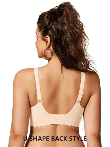 COCOMARTS Jelly Bras for Women No Underwire Scalloped Push Up Seamless Full Coverage Plunge Bralettes Wireless Tshirt Bras Nude Small - Thumbnail 4