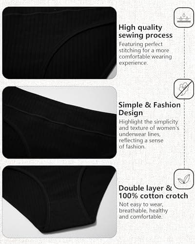 Oegho 6 Pack Cotton Hipster Underwear For Women Plus Size Soft Strench Breathable S-XXL - Thumbnail 5