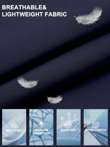 3rd hill Men's 7 inch Running Shorts with Zipper Pockets Quick Dry Athletic Gym Workout Shorts Lightweight Navy Blue M - Thumbnail 4