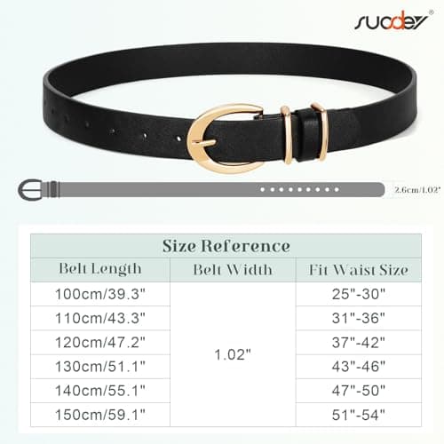SUOSDEY Women Leather Belts for Jeans Pants Dresses Skinny Leather Belts with Gold Buckle - Thumbnail 6