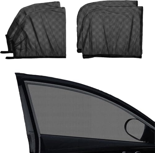 Car Window Screen for Cars and SUVs,4 Pack, Insect-Proof, Maintains Air Circulation, Sun Shading, Privacy Protection(for All 4 Windows) - Thumbnail 2