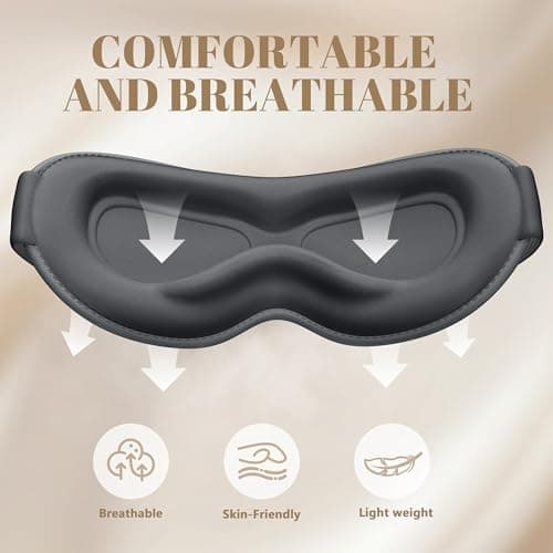 Vynix Sleep Mask for Men Women - 100% Blackout Eye Masks for Sleep, Zero Pressure 3D Sleeping Mask, Adjustable Light Blocking Eye Cover Blindfold for Travel, Nap, Night Work, Office - Gray - Thumbnail 6