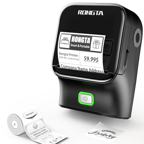 Rongta Bluetooth Label Maker Machine, Thermal Label Printer Easy to Use for Office, Home, Business, Came with 1 Roll 2x1.18 inch White Label(Black) - Image 1