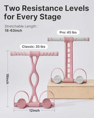 YOTTOY Pedal Resistance Band, Thick Elastic Tension Rope with Handles, Sit-Up Pull Rope Fitness Equipment for Leg, Arm, Abs, Waist, Home Gym & Yoga Training for Women & Men (Pink, 35 pounds) - Thumbnail 5
