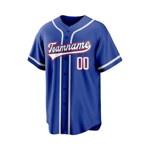 Blue White Team Name Custom Men Baseball Jersey Softball T Shirts Women Customized Youth Button Down Stitched or Printed Names Numbers Personalized Designs - Thumbnail 5