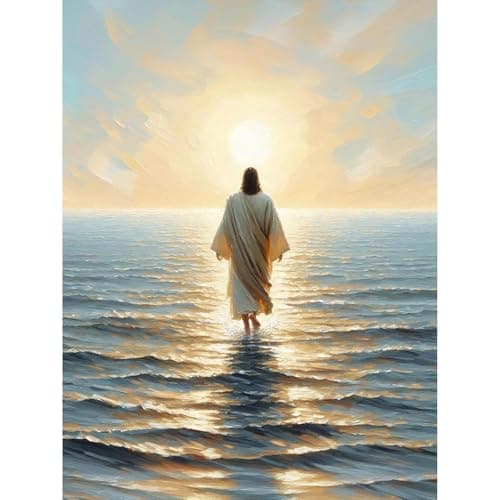 Lophomie Religious Diamond Art Kits for Adults, 5D Jesus Diamond Painting Kits Beginners, DIY Christian Diamond Dots Kits Gem Arts Crafts Full Round Drill for Home Wall Decor 12x16 Inch - Image 1