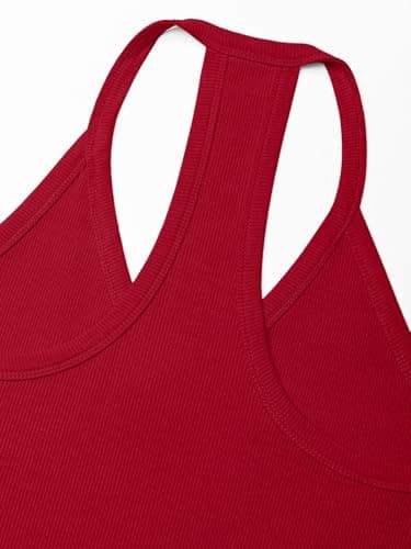 GKBK Racerback Tank Top for Women Spaghetti Strap V-Neck Layering Cami Red - Thumbnail 6