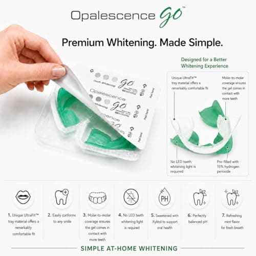 Opalescence Go 15% Mint - Prefilled Teeth Whitening Trays - 15% Hydrogen Peroxide - (10 Treatments) Made by Ultradent Products. Teeth Whitening Kit -Mint - Includes 2Chill Toothbrush 5194-1T - Thumbnail 6