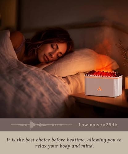Essential Oil Diffuser, Flame Air Aromatherapy Diffuser, 7 Color Changing Light, Aromatherapy Humidifier with Auto Shut-Off for Home, Bedroom, Yoga, Spa(White) - Thumbnail 2