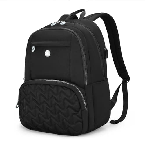 Swissdigital Design Backpack for Women, 15.6 inch Laptop College Black Medium Simple Modern Backpacks for School with USB Charging Port for Womens Girls | SD1711-01 - Image 1