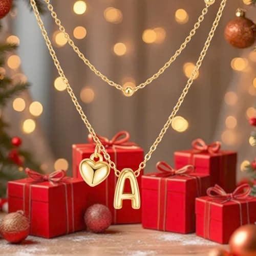 adoyi Easter Basket Stuffers Heart Initial Necklaces for Women Dainty 14K Gold Plated Heart Initial Necklaces Layered Letter Z Pendant Necklace Stack Birthday Valentines Gifts for Women Jewelry - Thumbnail 6