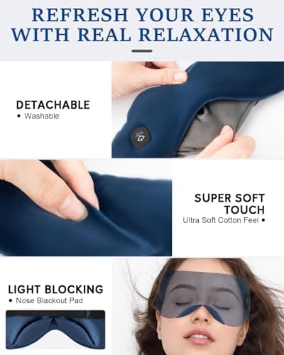 Cordless Heated Eye Mask for Dry Eyes, Blocking Light Sleeping Mask Warm Eye Compresses Electric Heating Pad for Stye Eye Treatment Blepharitis Sinus Migraine Gifts for Woman Man - Thumbnail 5